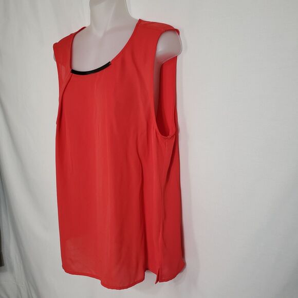 Laundry Shelli Segal Womens Blouse Sz XL Sleeveless Keyhole Back Tank Poinsettia - Picture 5 of 9